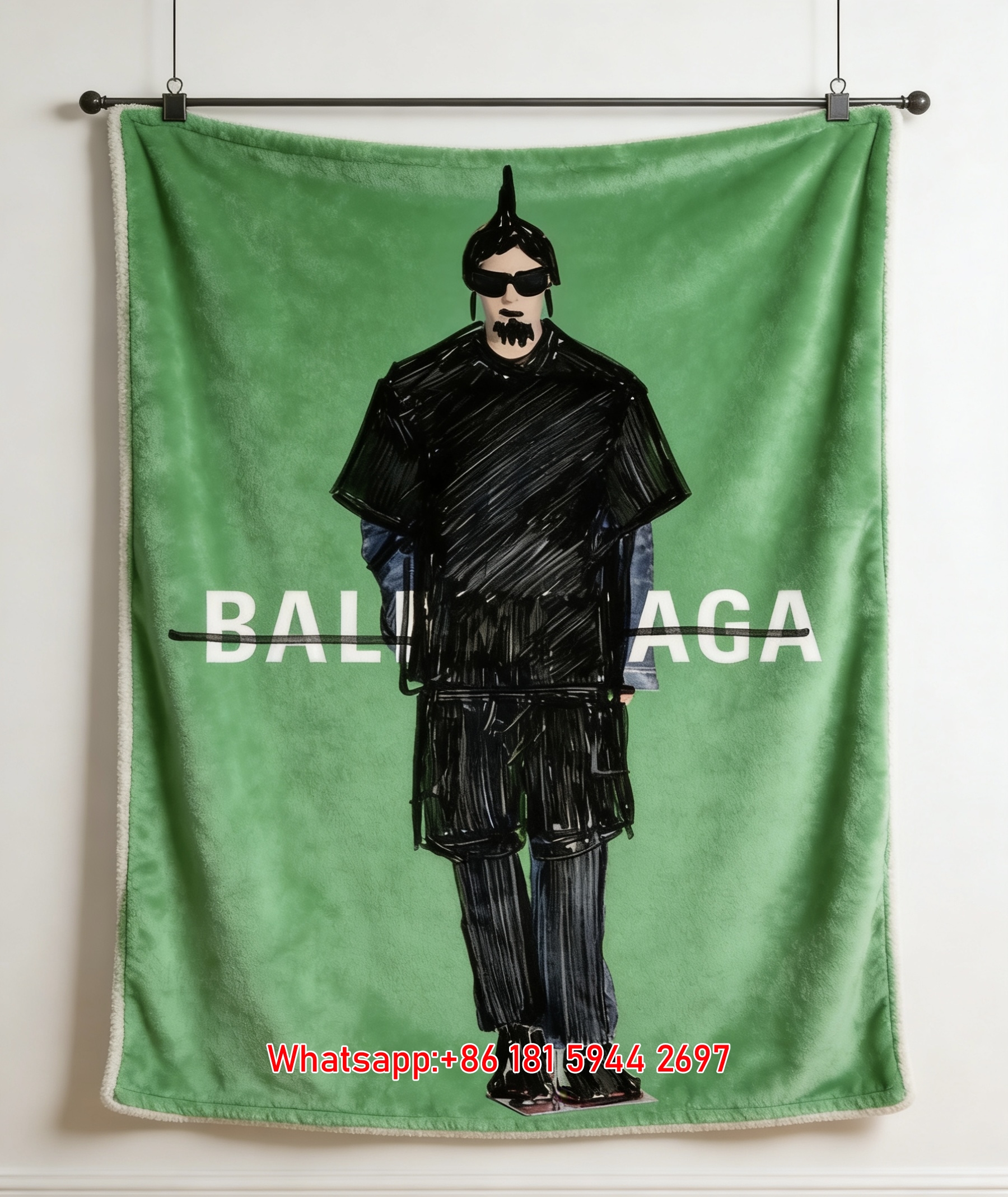 Balenciaga Stylish Flannel Throw Blanket for Sofa & Wall Display BA476